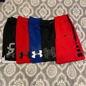 Boys XL UA 5 short bundle 4 UA and 1 Nike- all in excellent used condition
